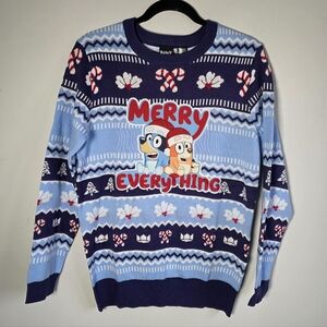 Bluey Merry Everything Ugly Christmas Sweater Holiday Knit Cartoon Pullover S